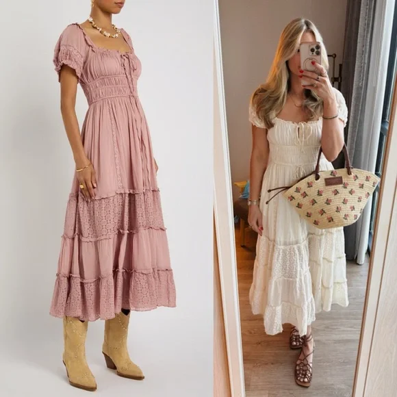 Free People | Dresses | Free People Falling Sun Pink Midi Dress Xl |  Poshmark